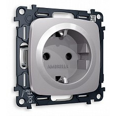 Розетка с заземлением, без рамки ambrella volt quant mo506010